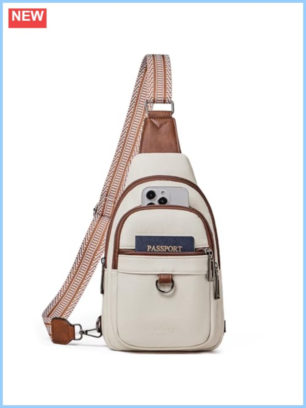 Womens Sling Bag Crossbody PU Leather Sling Backpack Travel Daypack